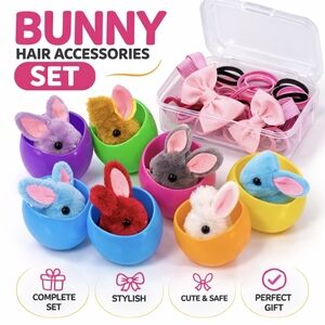 Bunny Hair Accessories Set with Easter Eggs – Cute Kids Gift